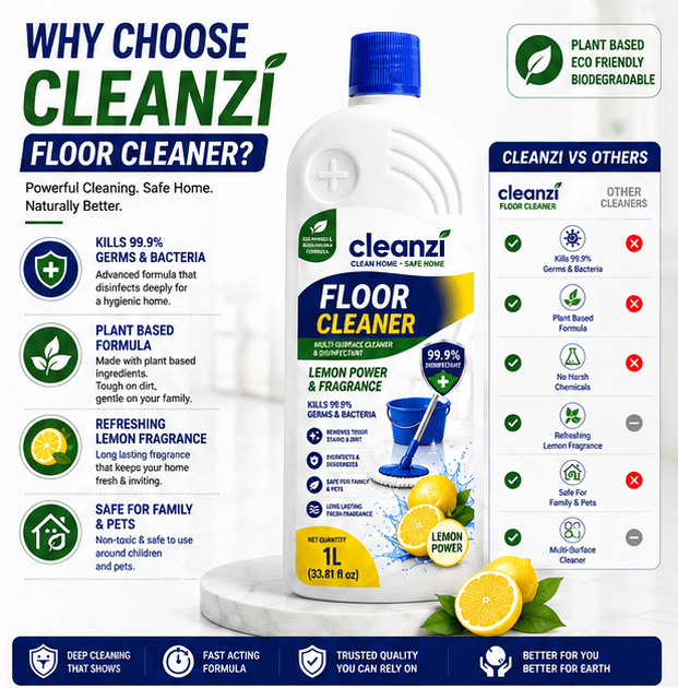 Cleanzi Floor Cleaner – Lemon Power Multi-Surface Floor Cleaning Liquid | Kills 99.9% Germs & Bacteria - Image 3