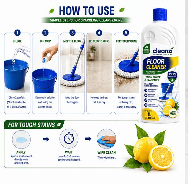 Cleanzi Floor Cleaner – Lemon Power Multi-Surface Floor Cleaning Liquid | Kills 99.9% Germs & Bacteria - Image 2